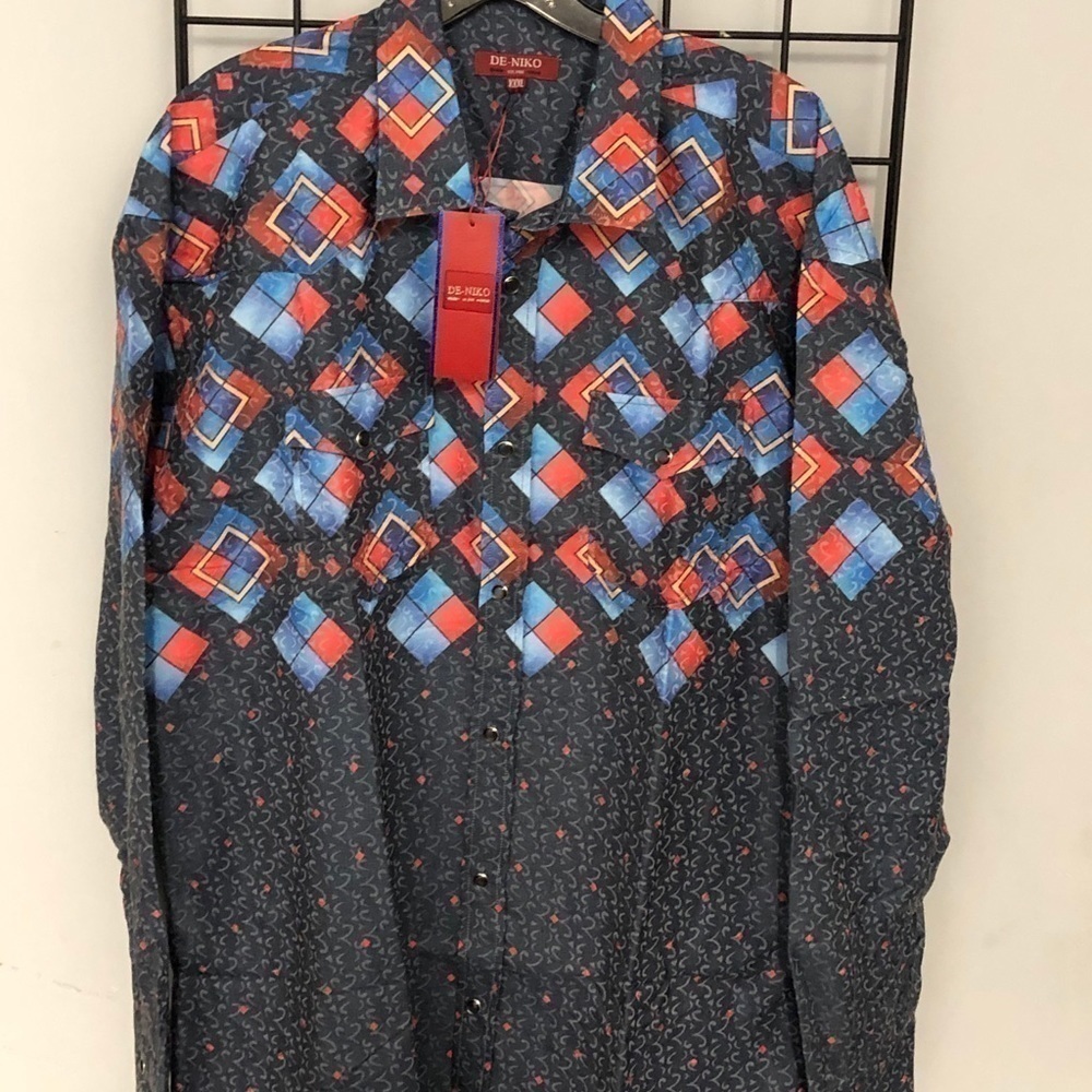 Deniko shirt button front multi modern fit 3x - Picture 2 of 3
